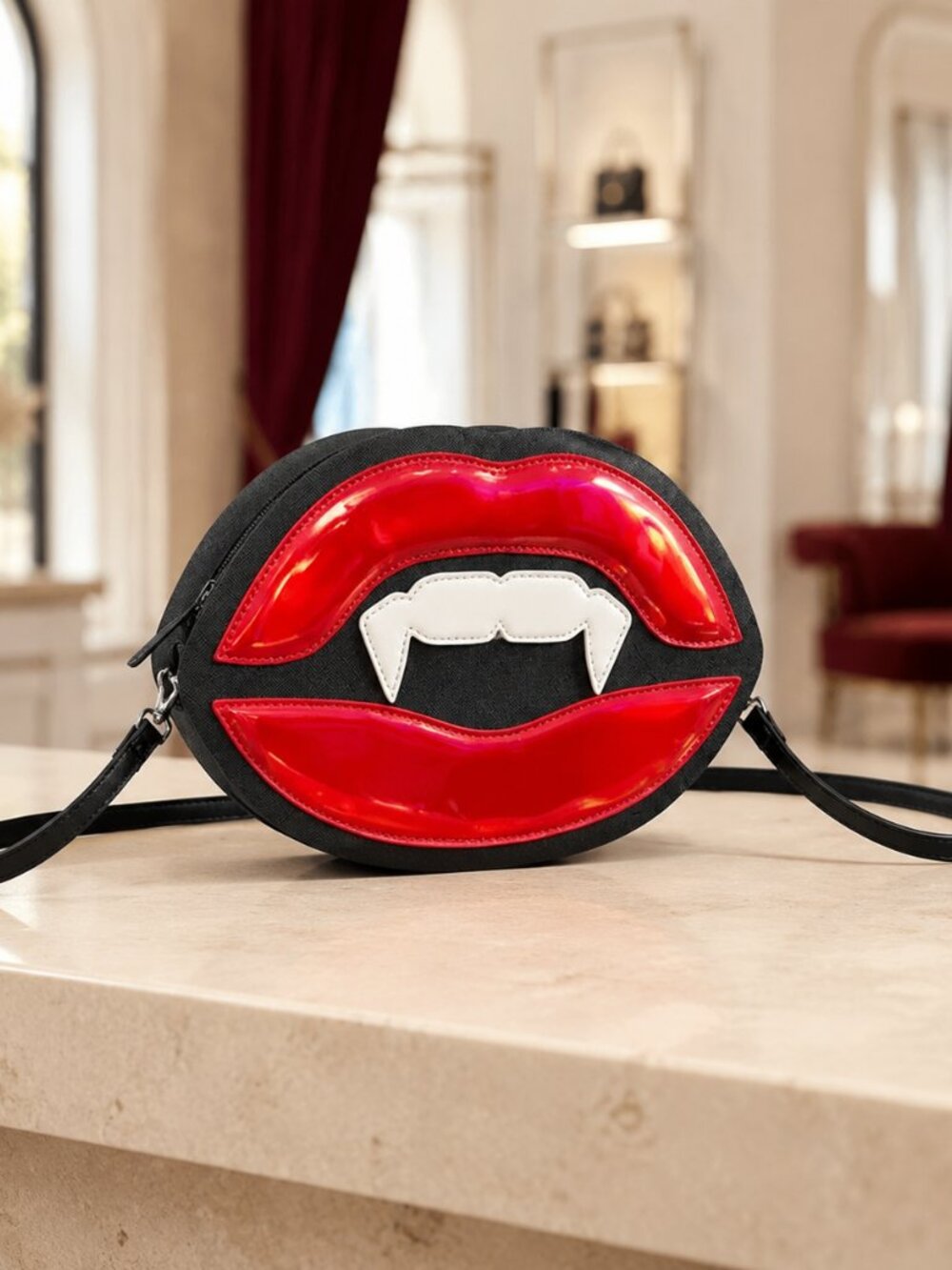 Mad Engine Glampire Vampire Lips Fang Crossbody Bag NWT